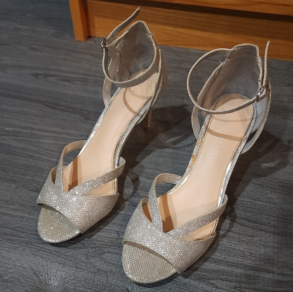 Kelly & Katie Glittering Silver Heels